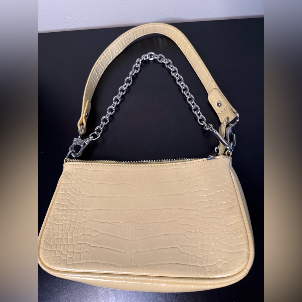 Urban Outfitters Yellow Shoulder Bag with Chain Strap Animal Print